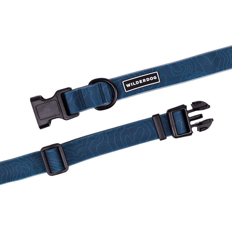 pacific blue waterproof collar on a white background; Brian Walker product photograph