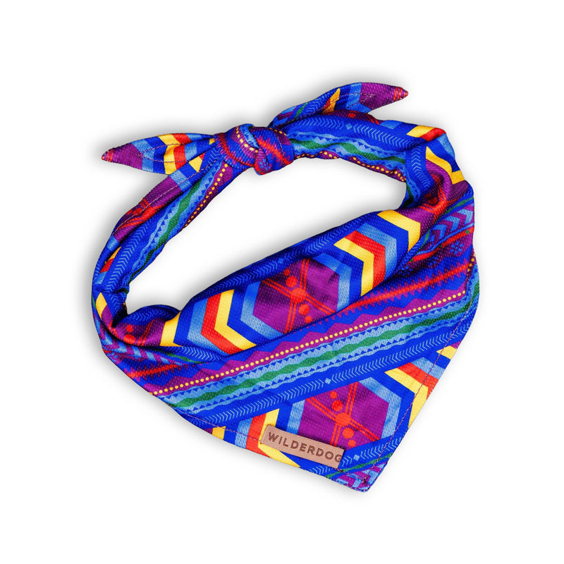 Big Sky Bandana: Lightweight, knot-tie, geometric dog cooling bandana with a “Wilderdog” tag for pets.