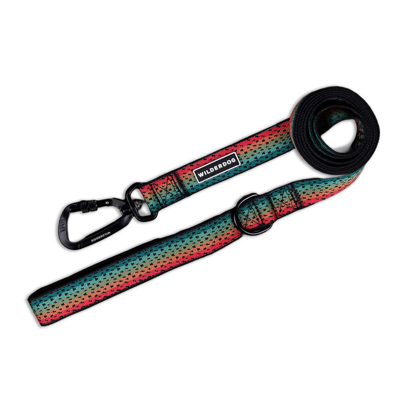 Trout Ultralight Leash: Lightweight polyester, metal clip, bold gradient, and “WILDERDOG” label.